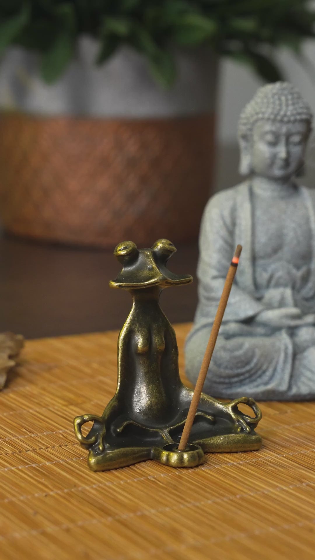 Frog Incense Holder | Metal Stick Burner, Yoga Decor | Free Agarwood Incense