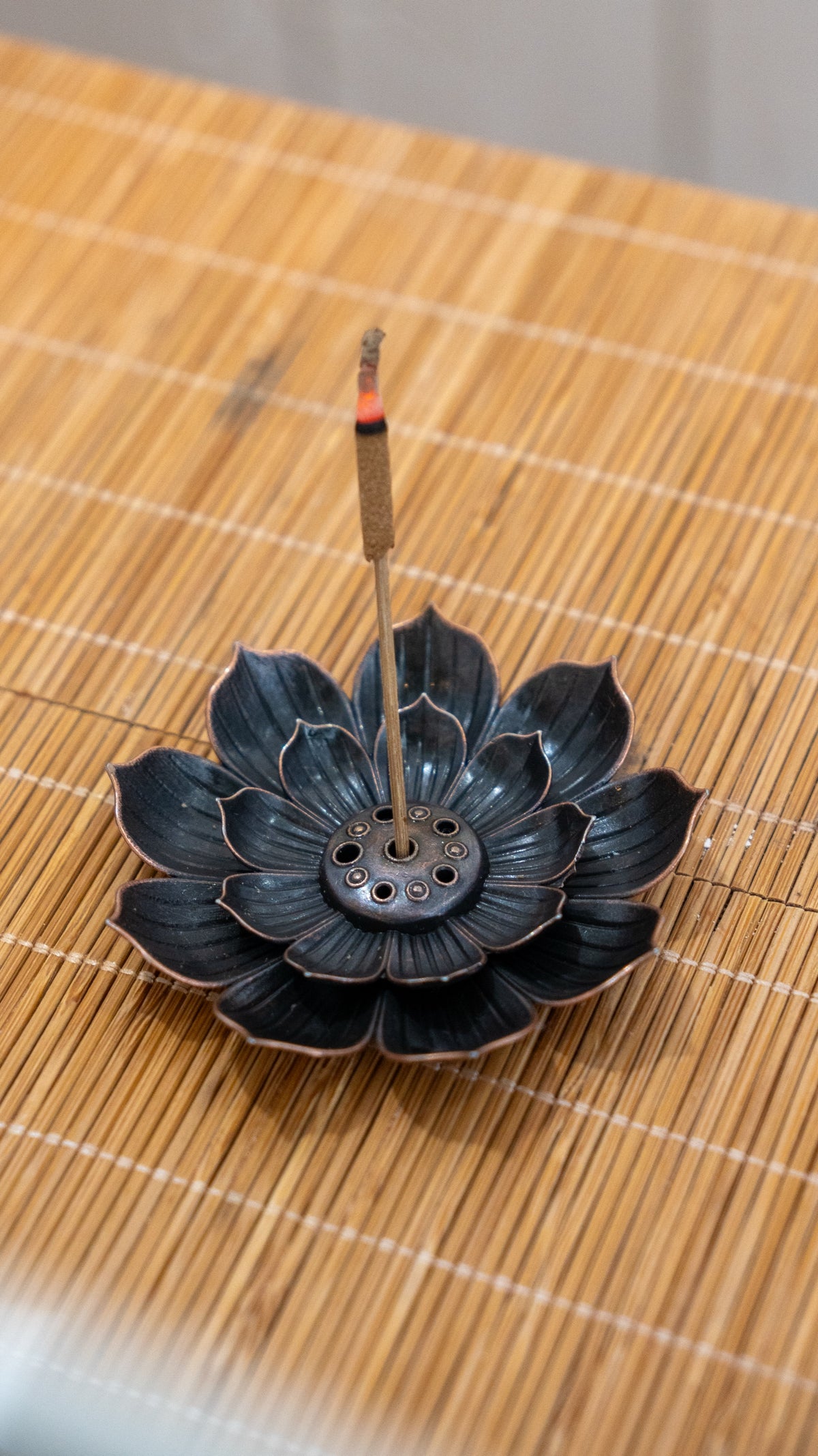 Brass Incense Burner | Vintage Lotus Holder | Free Vietnamese Agarwood Incense