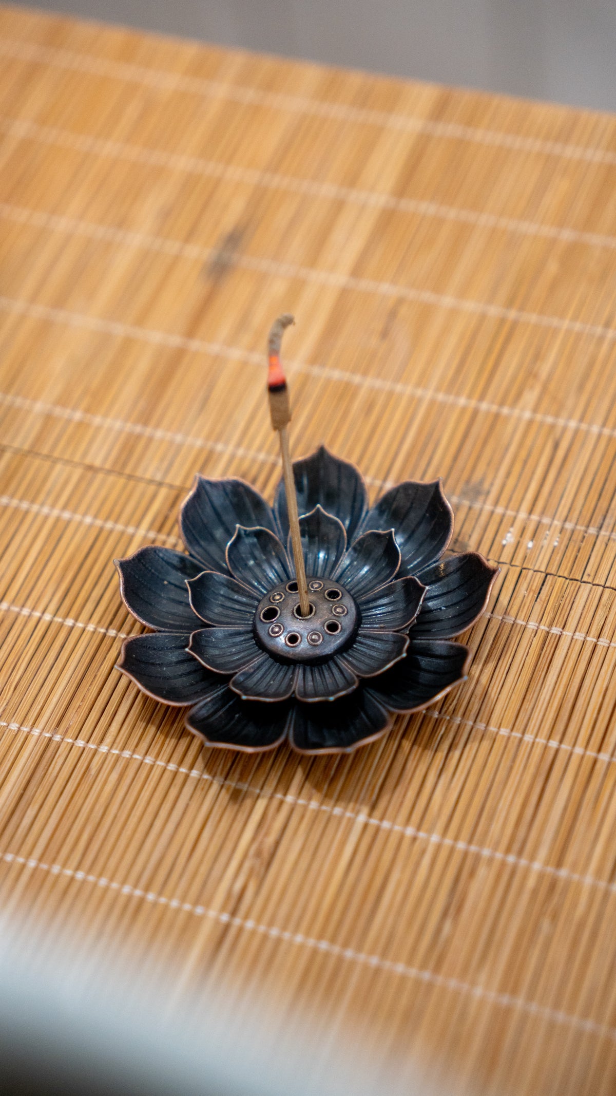 Brass Incense Burner | Vintage Lotus Holder | Free Vietnamese Agarwood Incense