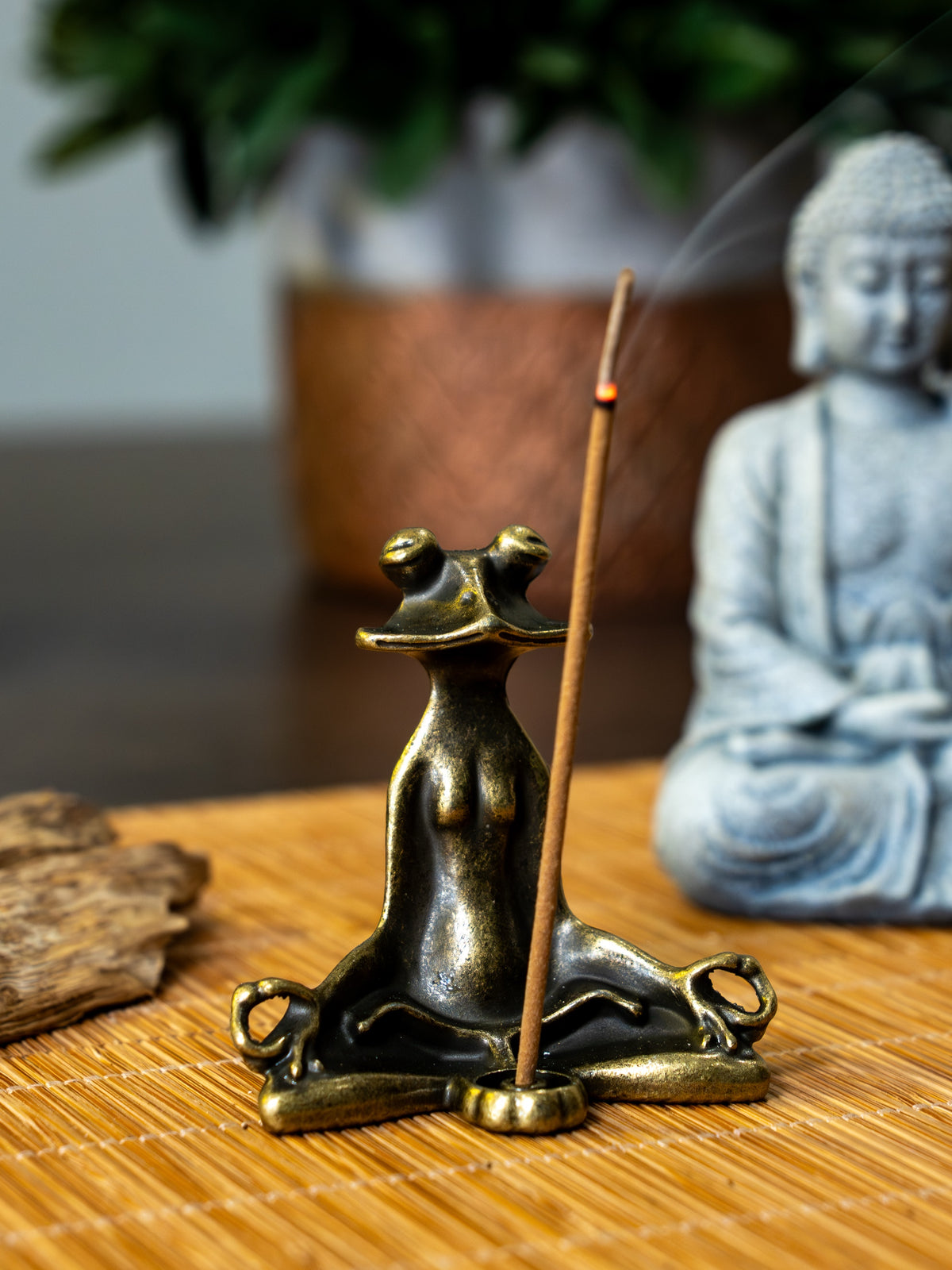 Frog Incense Holder | Metal Stick Burner, Yoga Decor | Free Agarwood Incense